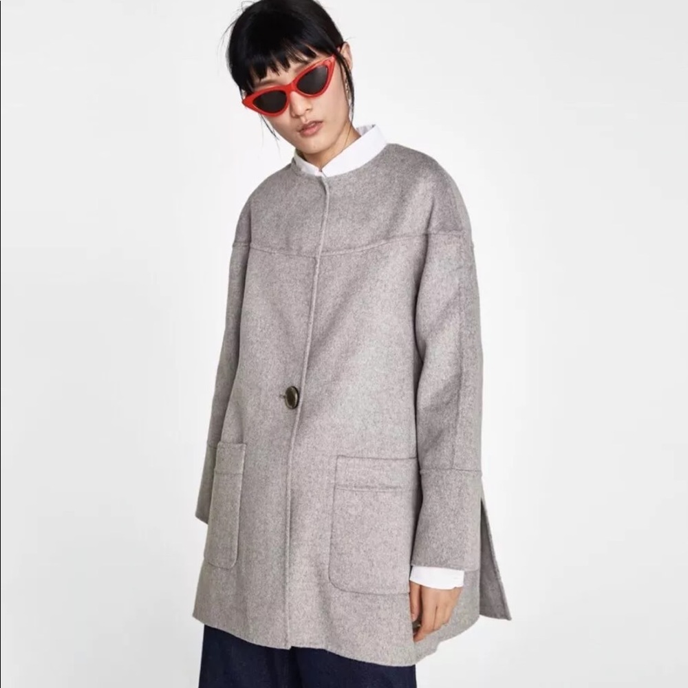 Zara Gray Wool Blend swing Coat